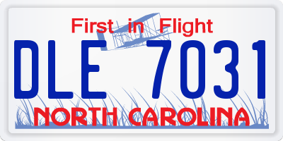 NC license plate DLE7031