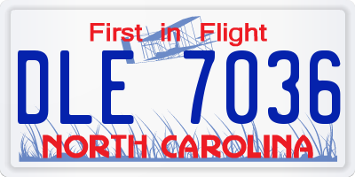 NC license plate DLE7036