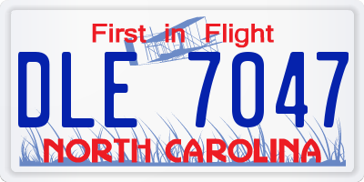 NC license plate DLE7047