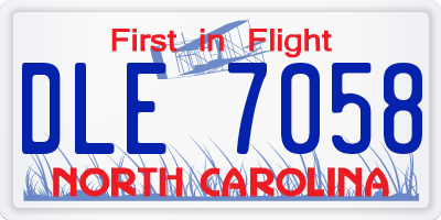 NC license plate DLE7058