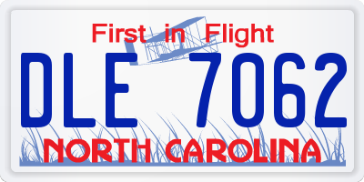 NC license plate DLE7062