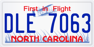 NC license plate DLE7063