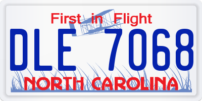 NC license plate DLE7068