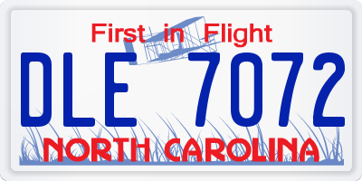 NC license plate DLE7072