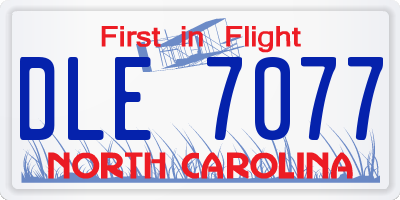 NC license plate DLE7077