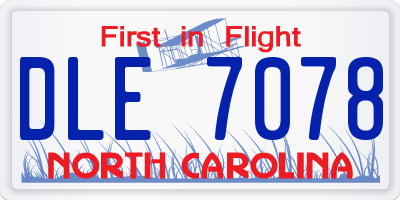 NC license plate DLE7078