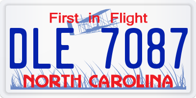 NC license plate DLE7087