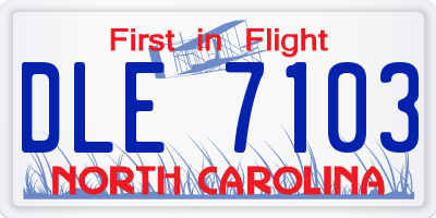 NC license plate DLE7103
