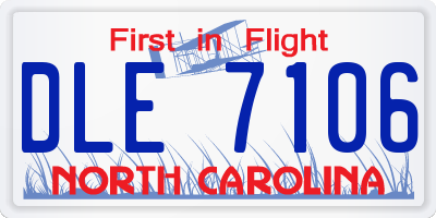 NC license plate DLE7106