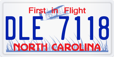 NC license plate DLE7118