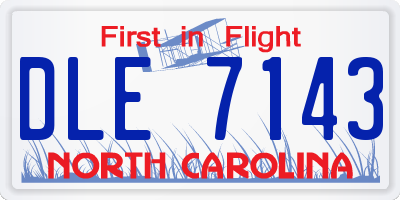 NC license plate DLE7143