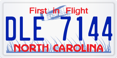 NC license plate DLE7144
