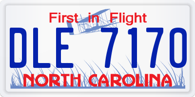 NC license plate DLE7170