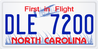 NC license plate DLE7200