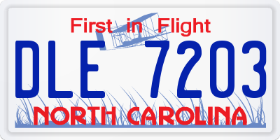 NC license plate DLE7203