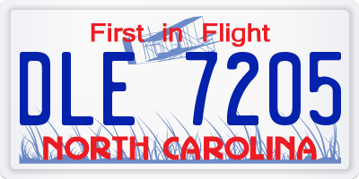 NC license plate DLE7205