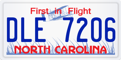NC license plate DLE7206
