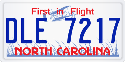 NC license plate DLE7217