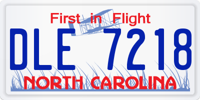 NC license plate DLE7218