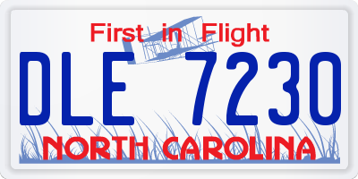 NC license plate DLE7230