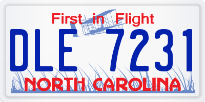 NC license plate DLE7231
