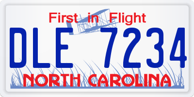 NC license plate DLE7234