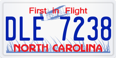 NC license plate DLE7238