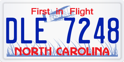 NC license plate DLE7248