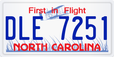 NC license plate DLE7251