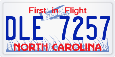 NC license plate DLE7257