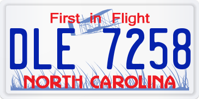 NC license plate DLE7258