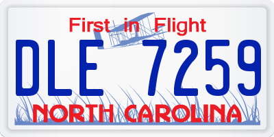 NC license plate DLE7259