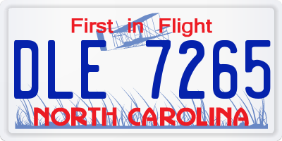 NC license plate DLE7265