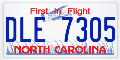 NC license plate DLE7305