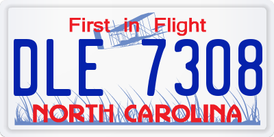 NC license plate DLE7308