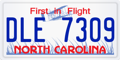 NC license plate DLE7309