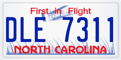NC license plate DLE7311