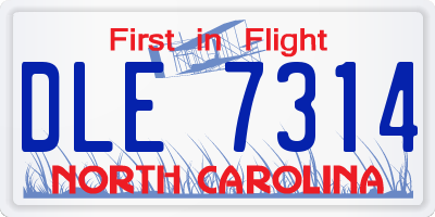 NC license plate DLE7314