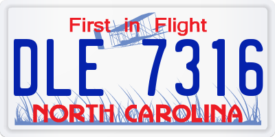 NC license plate DLE7316