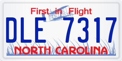 NC license plate DLE7317