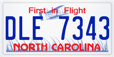 NC license plate DLE7343