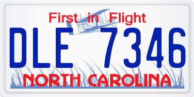 NC license plate DLE7346