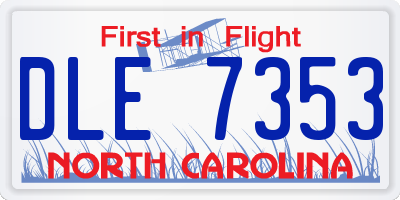 NC license plate DLE7353