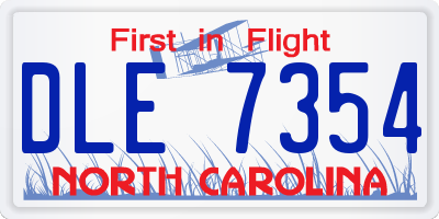 NC license plate DLE7354