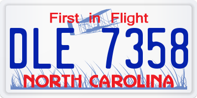 NC license plate DLE7358