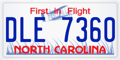NC license plate DLE7360