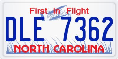 NC license plate DLE7362