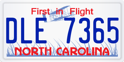 NC license plate DLE7365