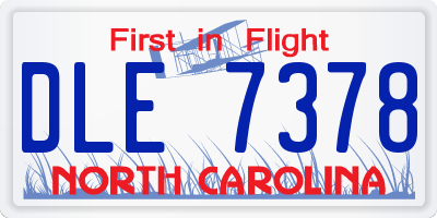 NC license plate DLE7378