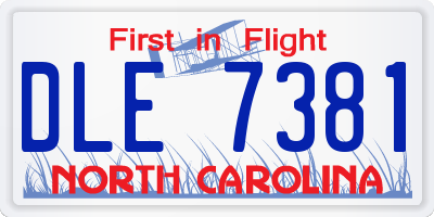 NC license plate DLE7381